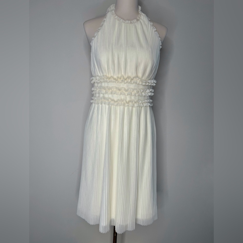 Gorgeous Js Collections Off White Pleated Halter Midi Dress Like New Size 6